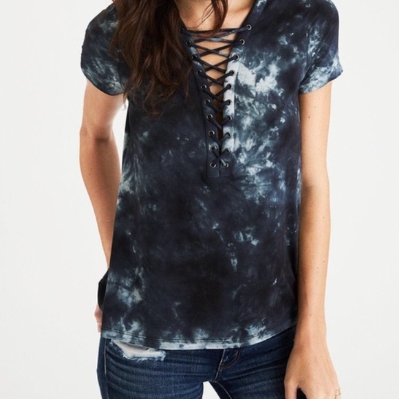 Nwot Lace Up Tie Dye Tee 